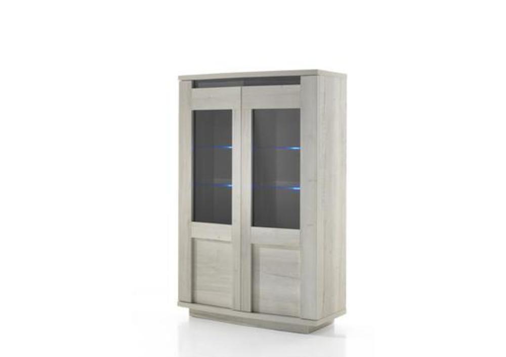 Vitrine en  imitation chêne avec 2 portes vitrées  2