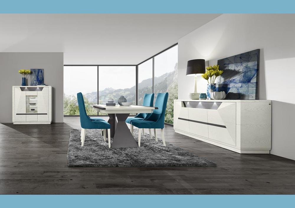 Table contemporaine pied original laqué anthracite  2