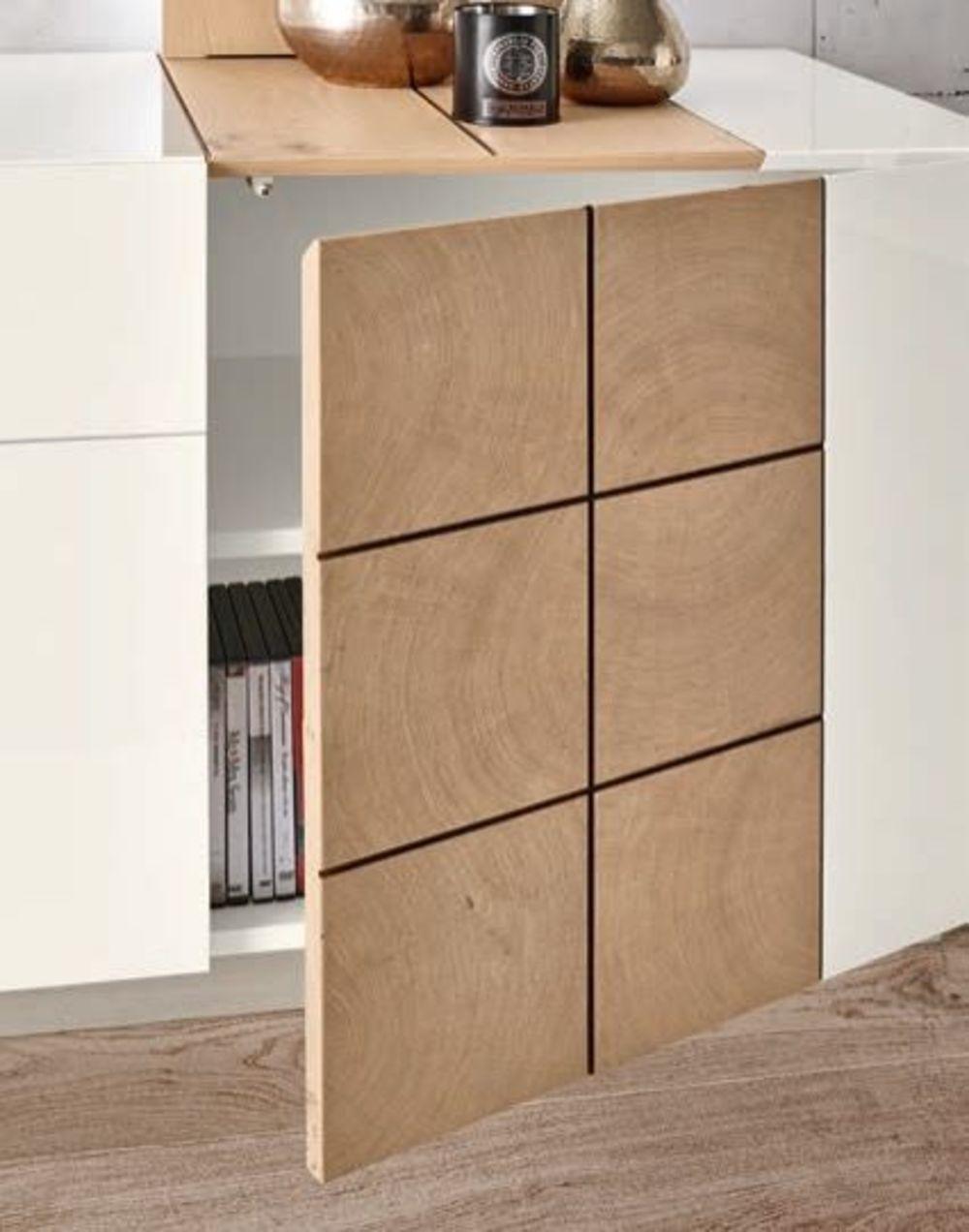 Grand meuble TV contemporain laqué blanc brillant 2