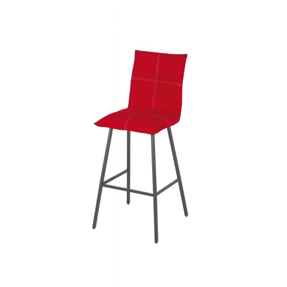 Tabouret de bar avec assise matelassée en tissu et pieds métal 2