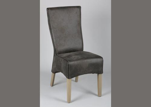 Chaise en microfibre grise pieds chêne verni