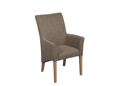 Chaise en tissu avec accoudoirs pieds chêne