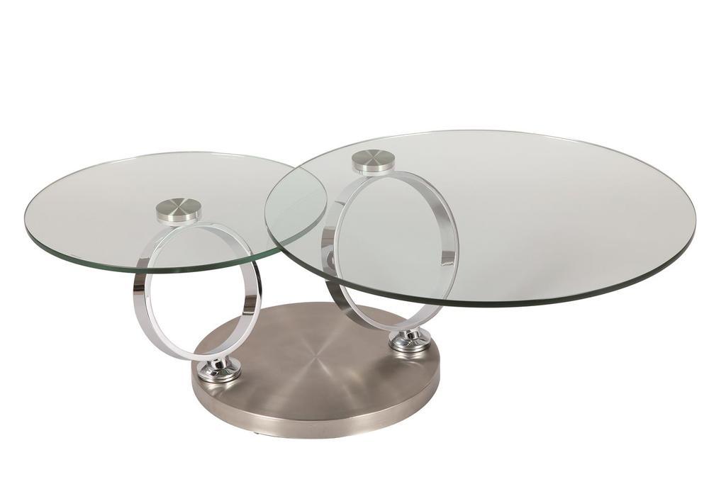 Table basse plateaux pivotants verre pieds chromés 3