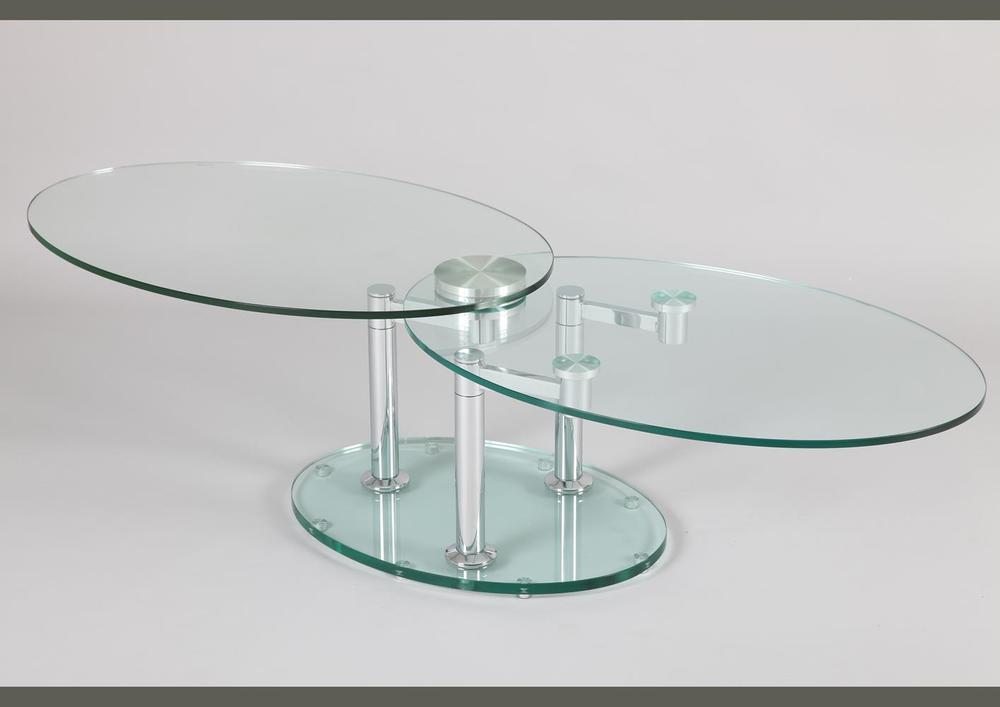Table basse contemporaine en verre socle et plateaux 2