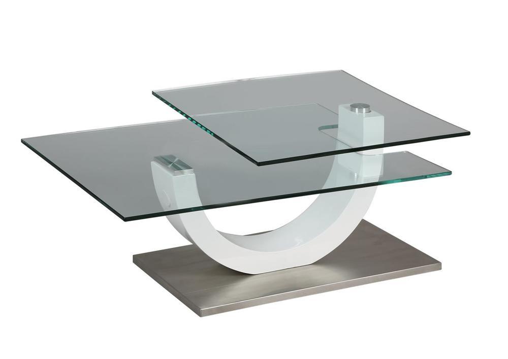 Table de salon moderne verre et laque blanche 2