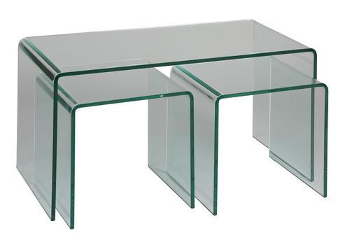 3 tables basses en verre originales