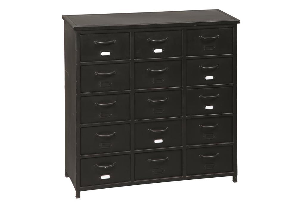 Meuble de métier 15 tiroirs en métal noir