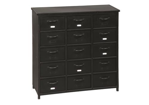 Meuble de métier 15 tiroirs en métal noir