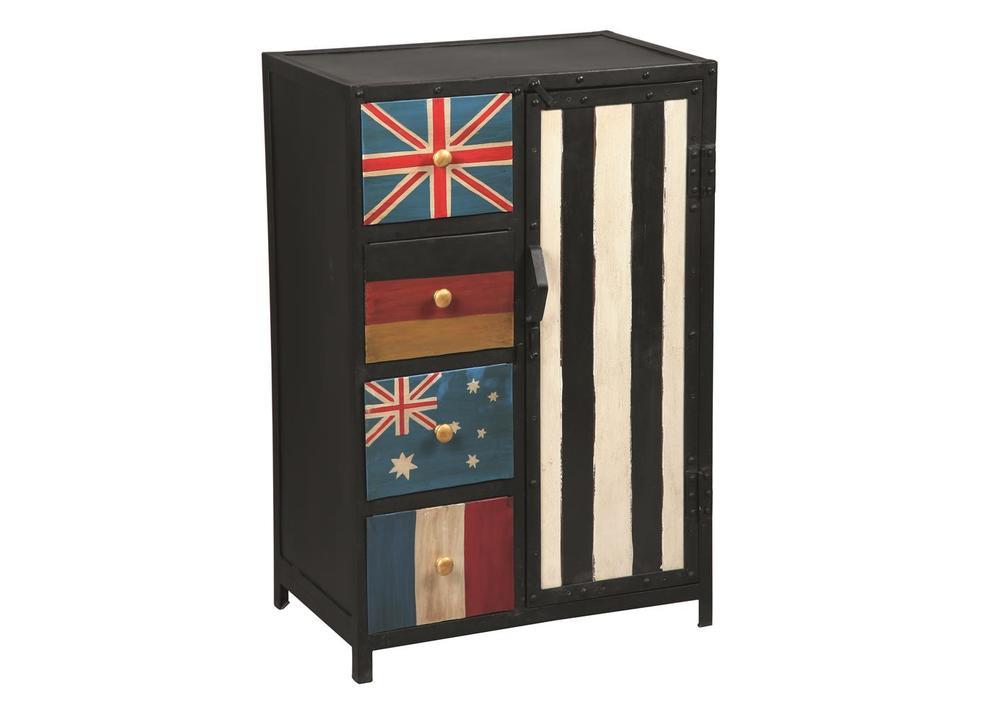 Meuble de rangement original imprimé drapeaux