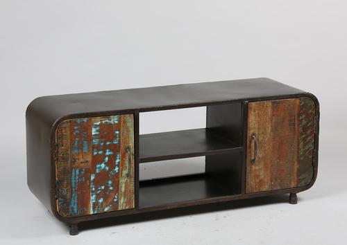 Meuble télé style industriel 2 portes 1 niche métal