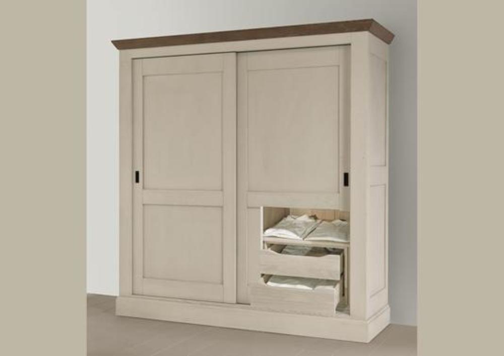 Armoire en chêne massif 2 portes coulissantes 2
