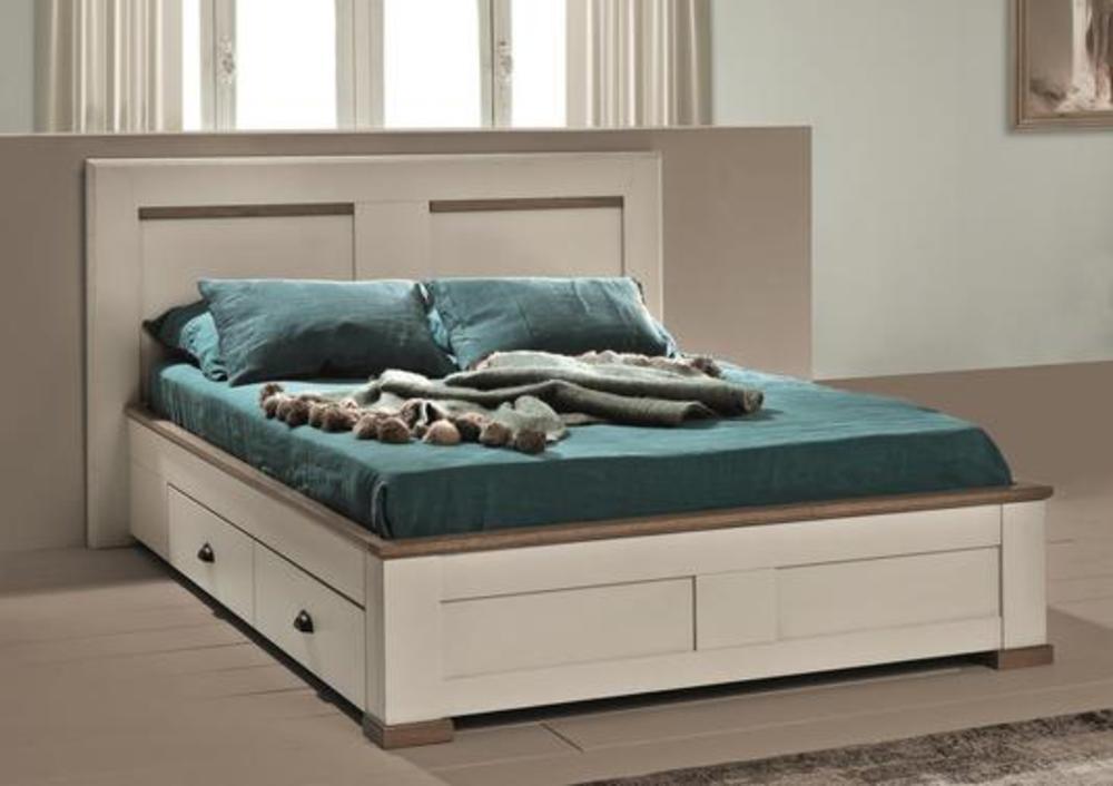 Lit 2 tiroirs en chêne massif couchage 140 ou 160