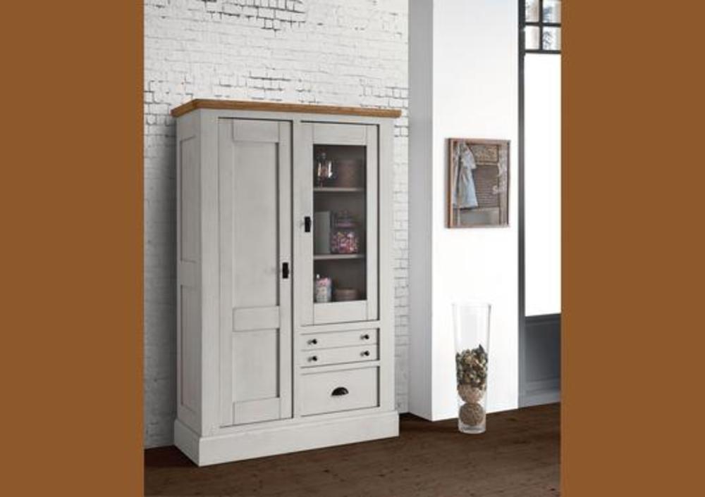 Vitrine avec porte vitrée et porte bois