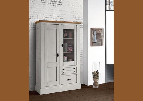 Vitrine avec porte vitrée et porte bois