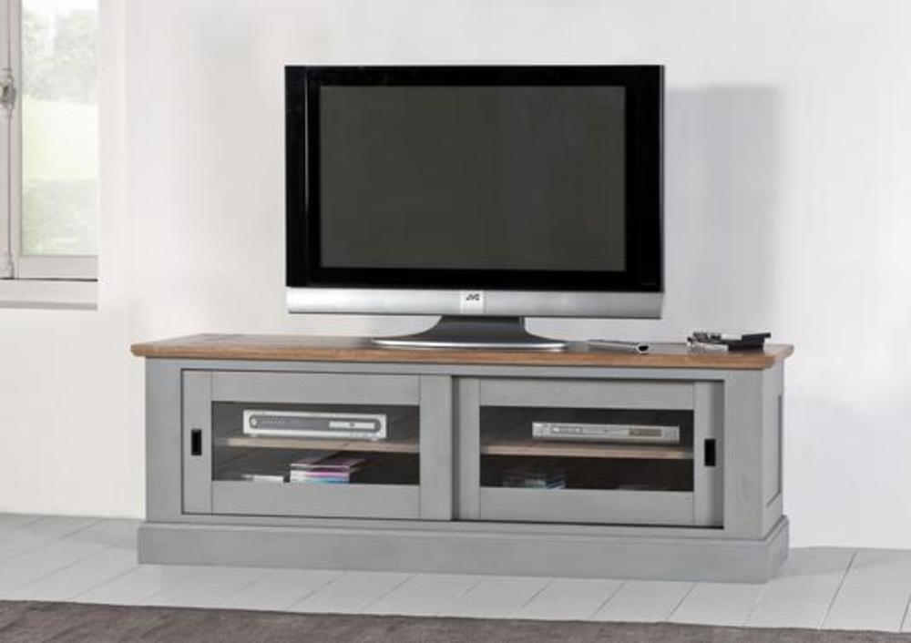 Grand meuble TV 2 portes coulissantes vitrées