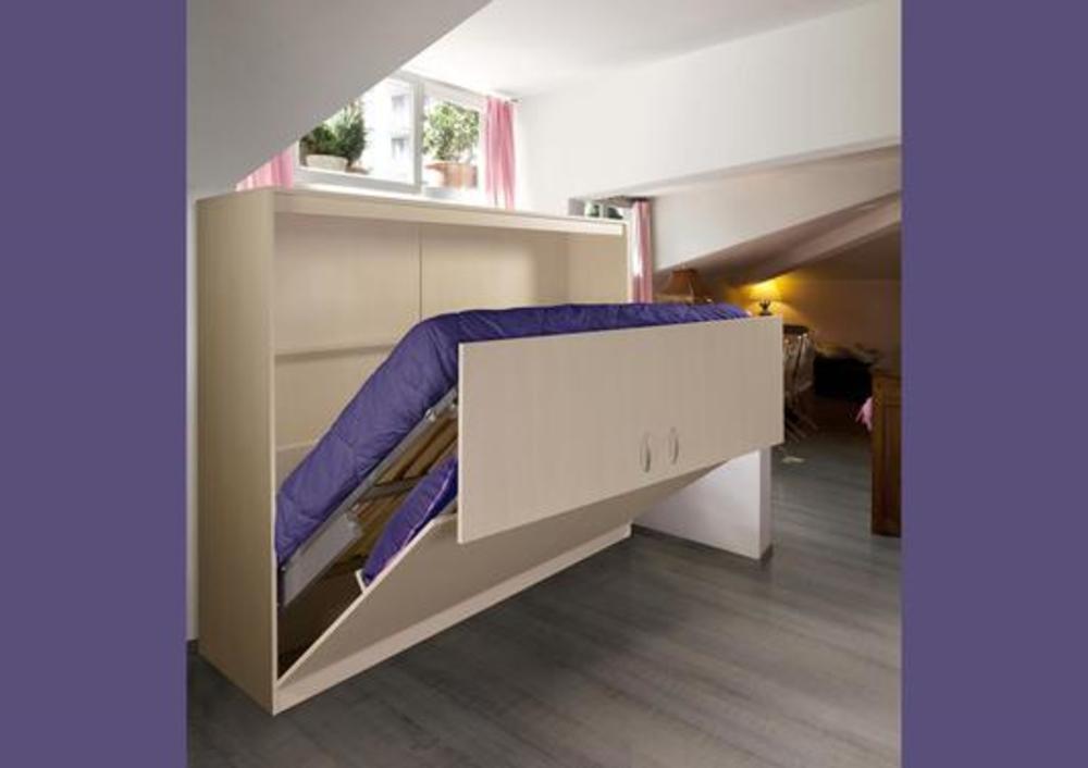Lit moderne rabattable en transversal avec couchage 140 2