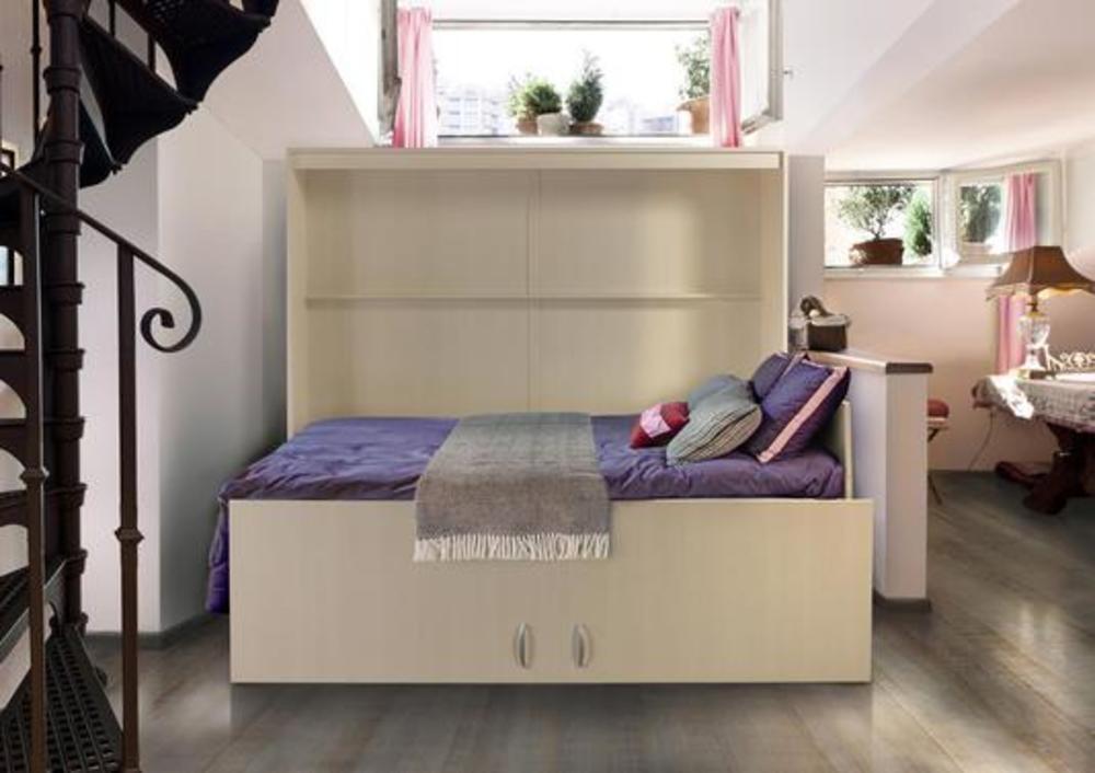 Lit moderne rabattable en transversal avec couchage 140 3