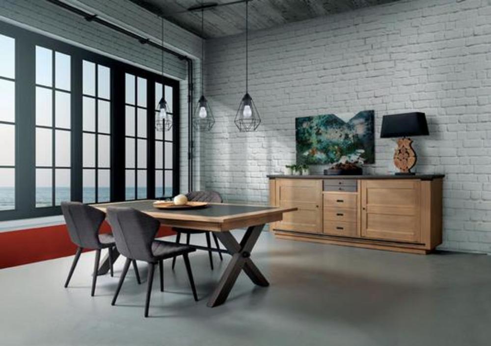 Chaise au tissus gris foncé 2