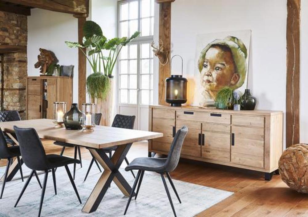 Table pieds X bois et métal 2