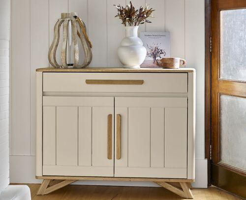 Meuble d'entrée bas 2 portes 1 tiroir design scandinave