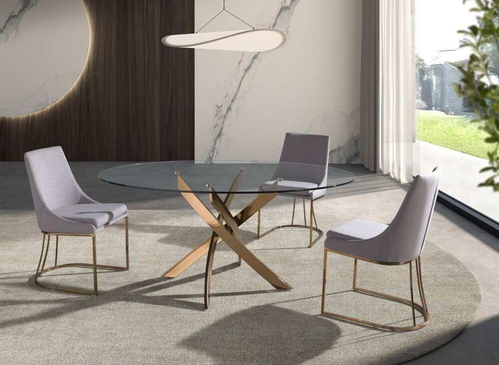 Table ronde plateau verre pieds entrecroisés 3 finitions au choix 2