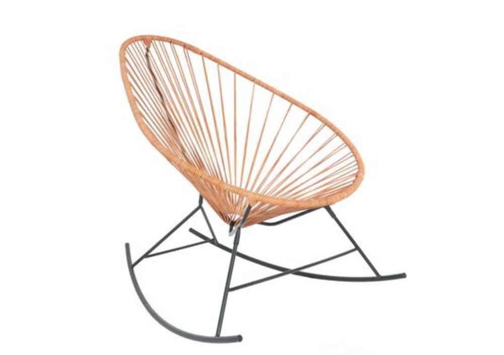 Fauteuil d'extérieur à bascule tressé en cuir 1