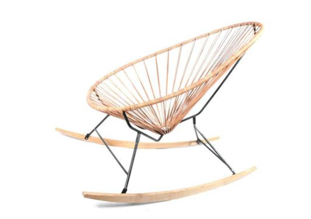 Fauteuil d'extérieur à bascule tressé en cuir 3