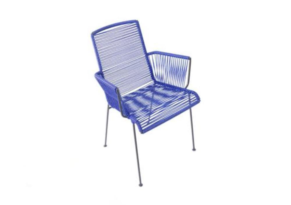 Chaise d'extérieur avec accoudoirs tressés
