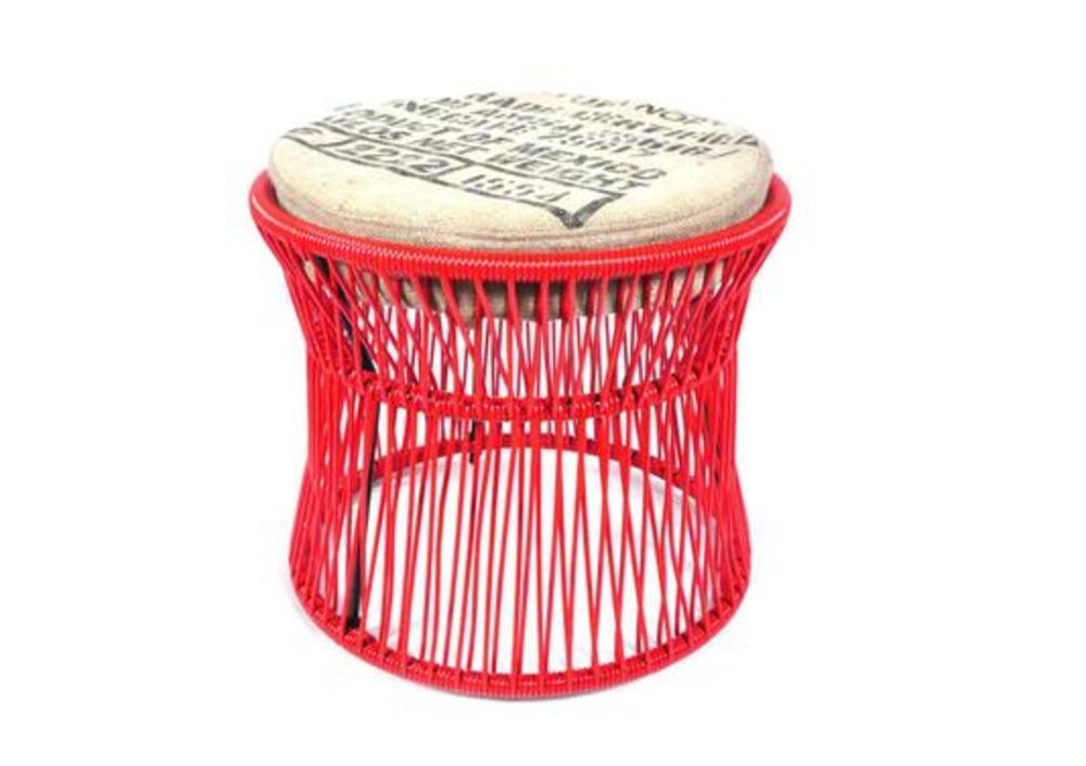 Petit pouf cylindrique avec coussin 3