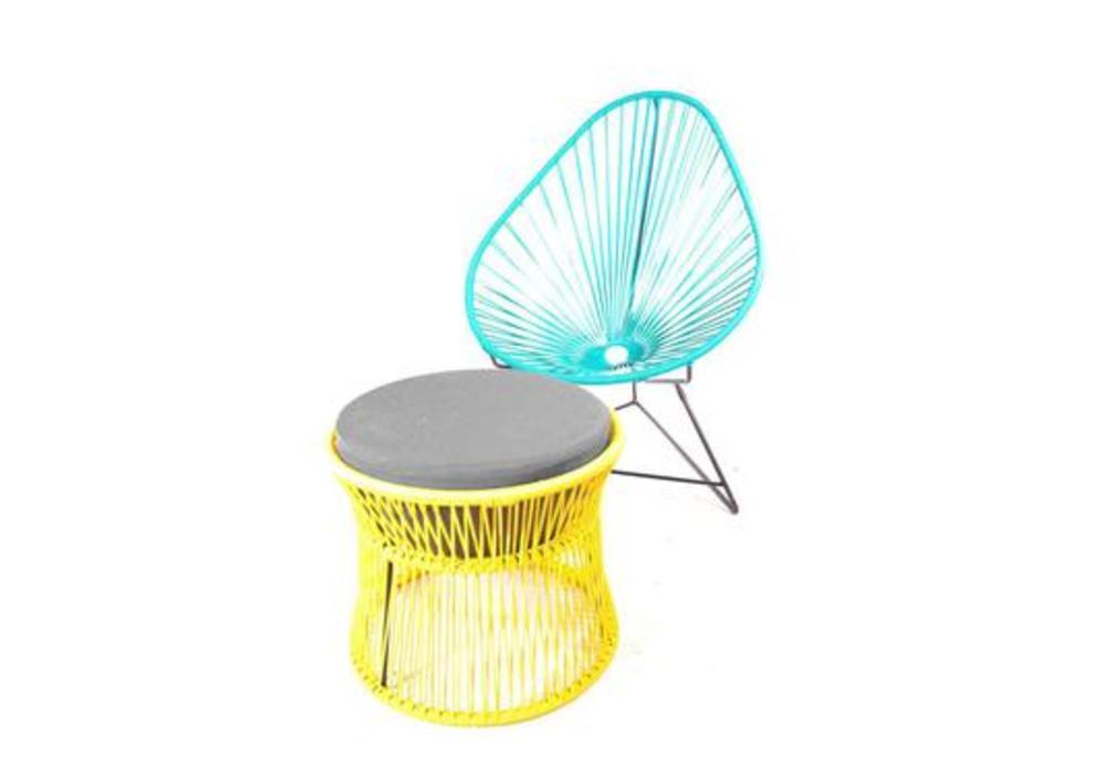 Petit pouf cylindrique avec coussin 4