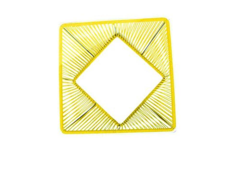 Table carrée avec dessus de verre et tressage 4
