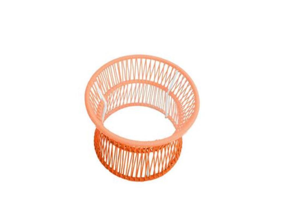 Jolie desserte ronde aux côtés tressés avec dessus de verre 4