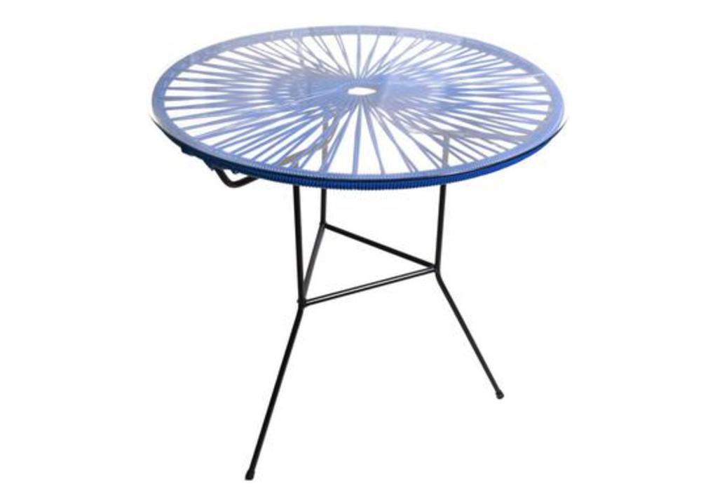 Petite table ronde en métal, verre et tressage 3
