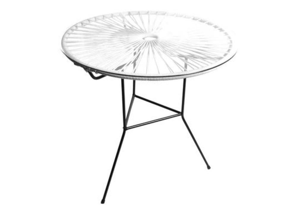 Petite table ronde en métal, verre et tressage 4