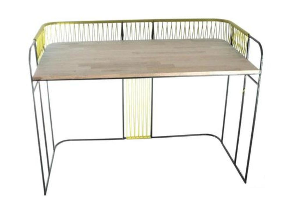 Bureau de bois et métal avec tressage 2