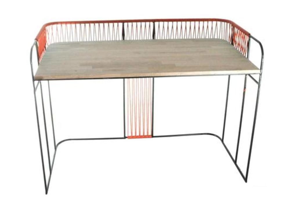 Bureau de bois et métal avec tressage 3