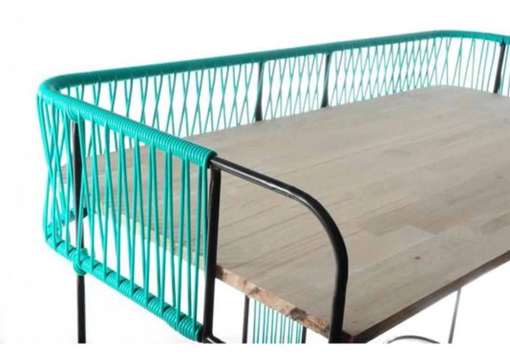 Bureau de bois et métal avec tressage 4