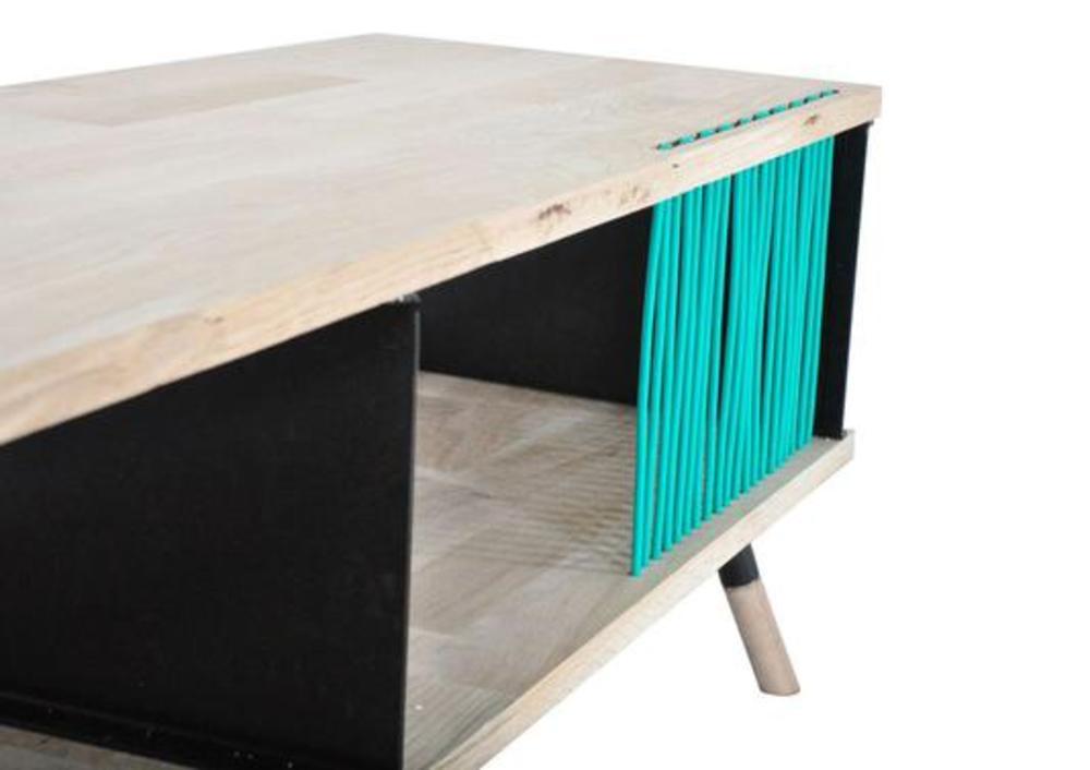 Meuble Tv en bois et tressage 2