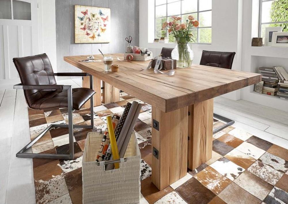 Table atypique chêne massif avec veinage 1