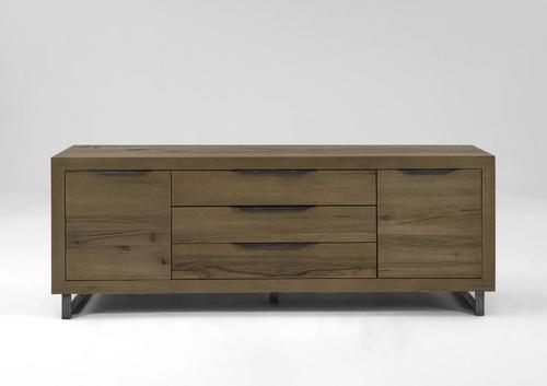 Enfilade 2 portes 3 tiroirs en chêne poignées métal