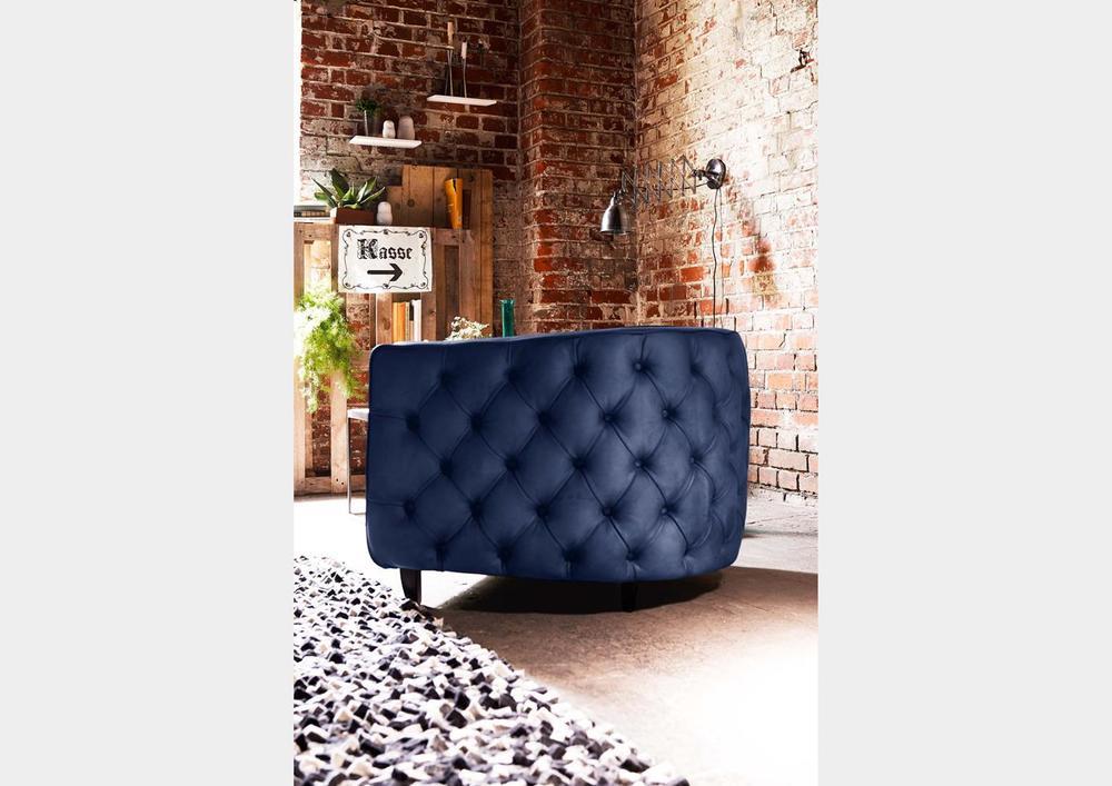 Fauteuil style Chesterfield cuir bleu basalte 2