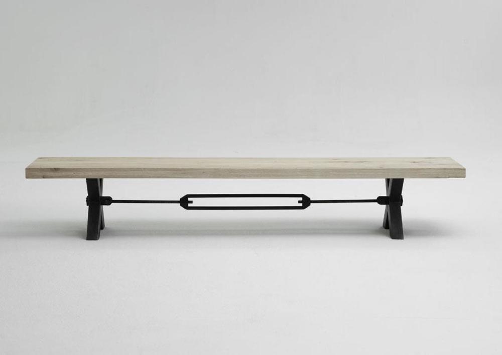 Banc style atelier métal et bois avec tendeur 3