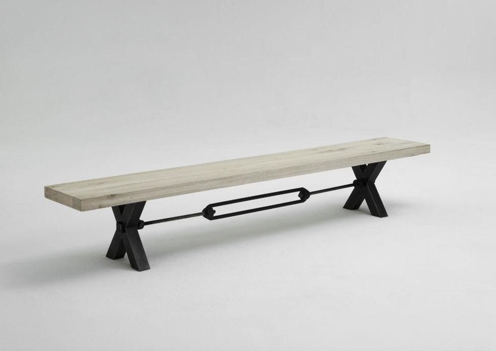 Banc style atelier métal et bois avec tendeur 2