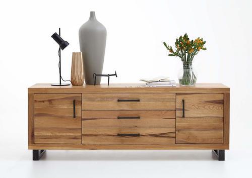 Enfilade style atelier 2 portes 3 tiroirs en chêne