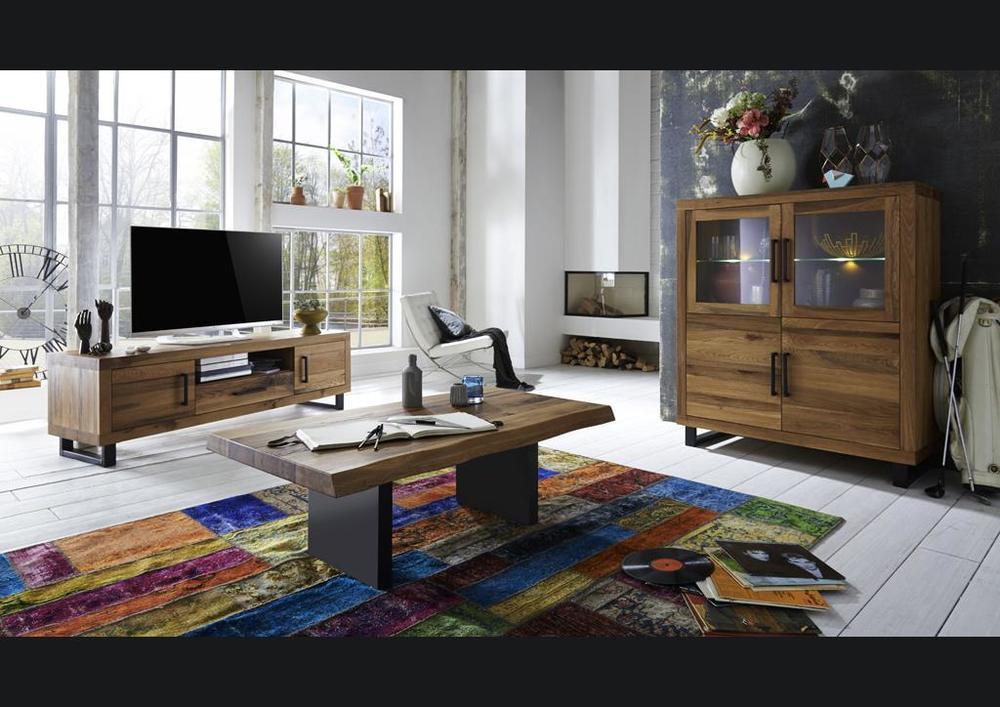 Élégante table basse pieds métal en T