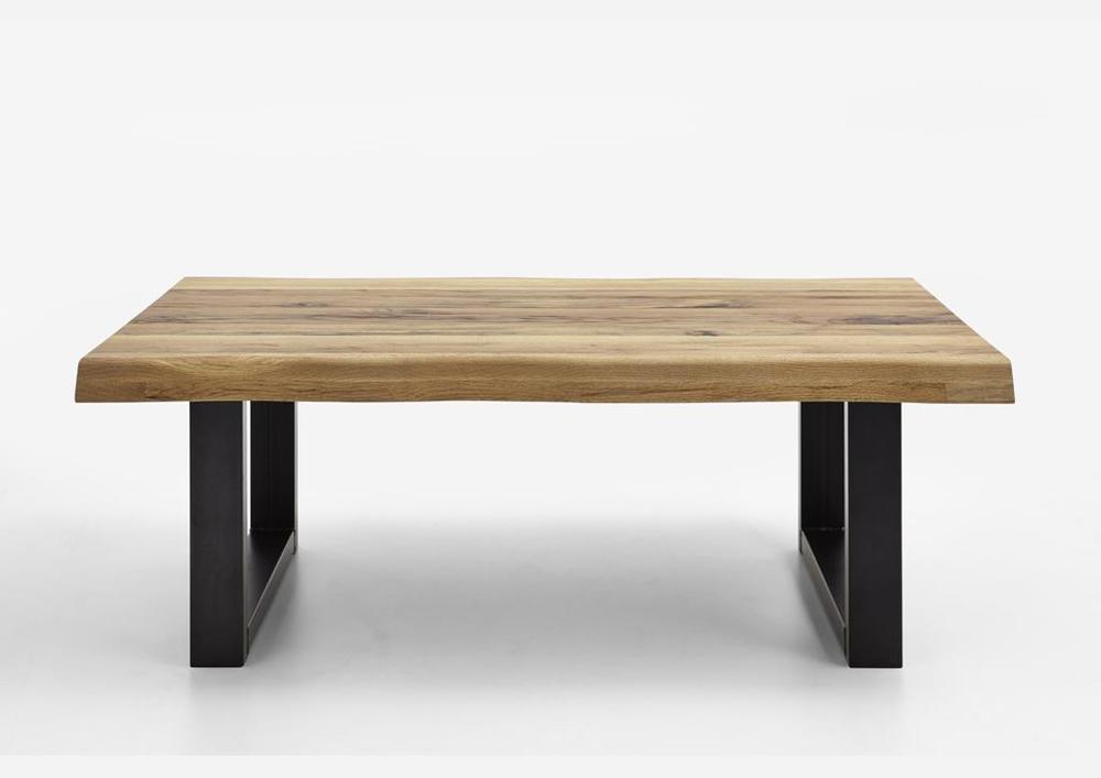 Table passe plateau chêne pieds métal en U 2