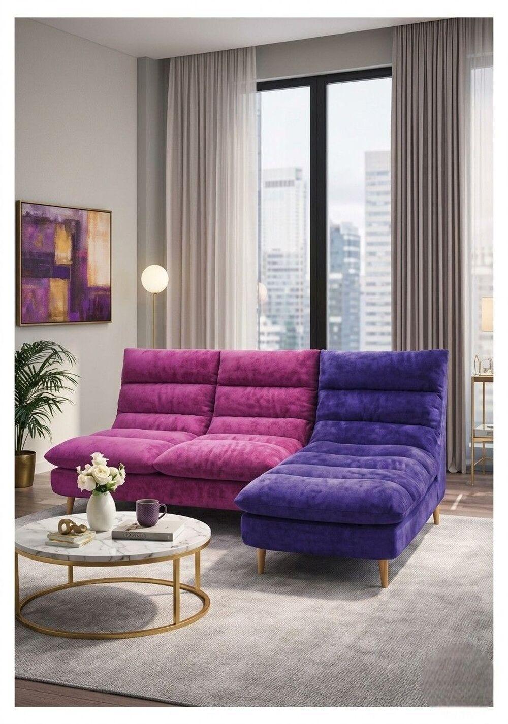Canapé modulable coloré avec méridienne  4