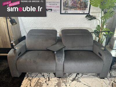 Canapé 2 places relax électriques avec manchette centrale