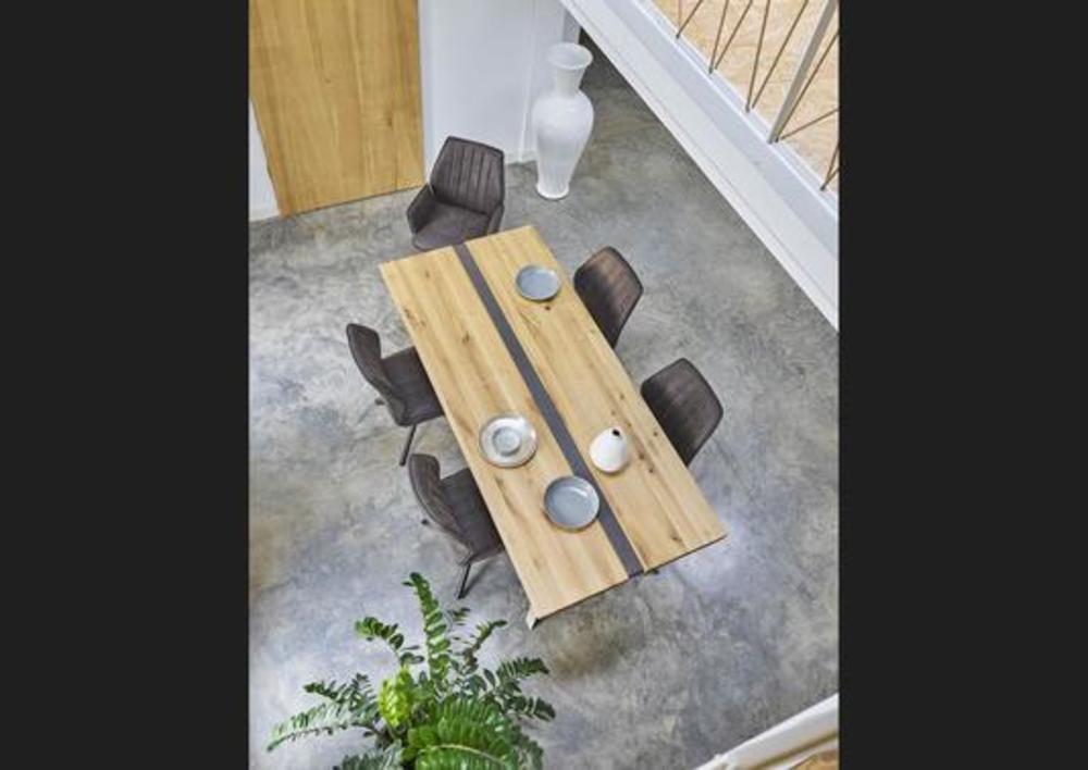 Table de repas style atelier avec insert béton 2
