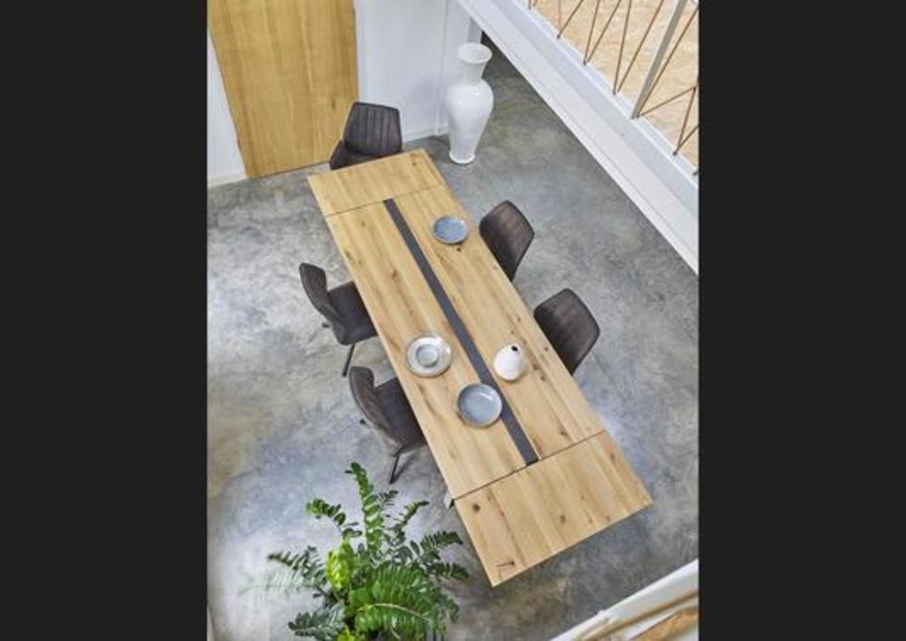 Table de repas style atelier avec insert béton 3